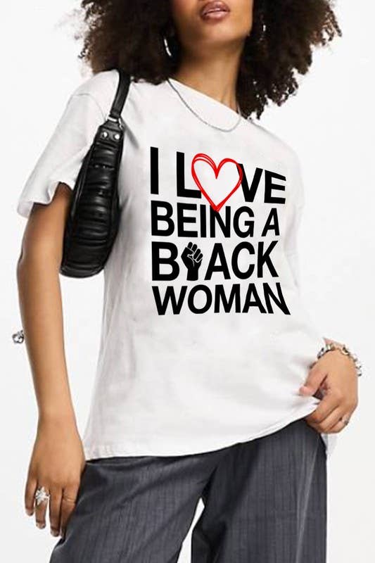I Love Black Woman Graphic Women T-Shirt Top