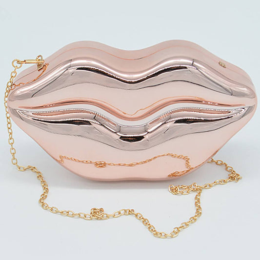 Lips Detachable Hand Bag Clutch With Chain Attachment