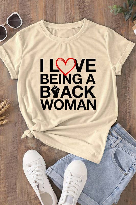 I Love Black Woman Graphic Women T-Shirt Top