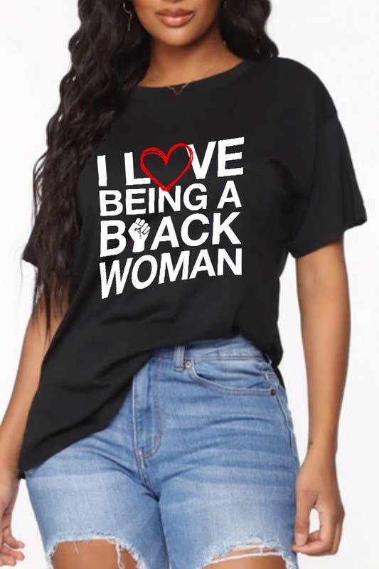 I Love Black Woman Graphic Women T-Shirt Top