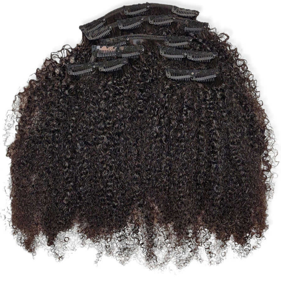 Extra Kinky Curly Clip Ins 100 % Human Hair Bundle | Steam Processed
