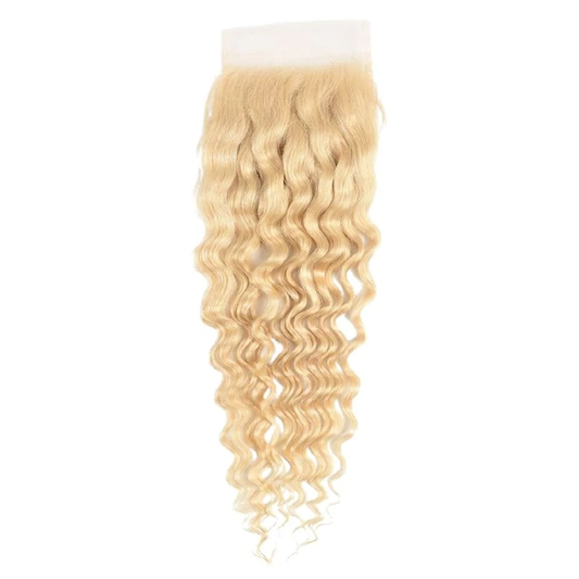 4x4 Blonde Deep Wave Closure | Steam Curled